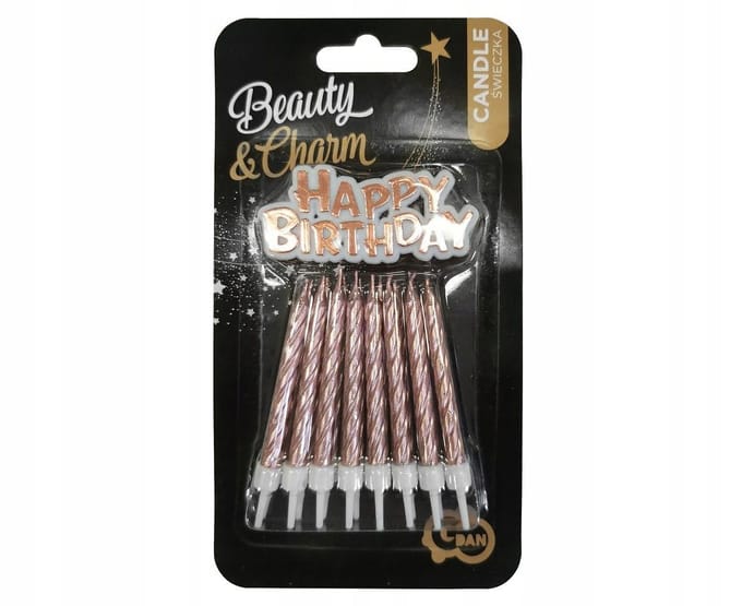 Verjaardag Kaarsen Happy Birthday Roze Goud 16 Stuks