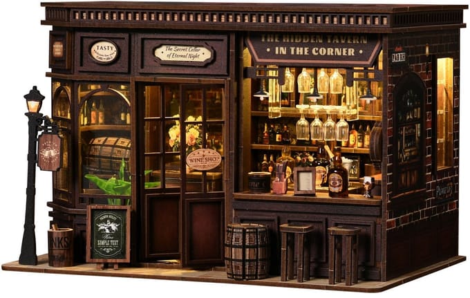 Corner bar - 3D Puzzel met Handleiding - DIY - Miniatuur Modelbouw Hout Kinderen en Volwassenen - Houten bouwpakket - Assemblr