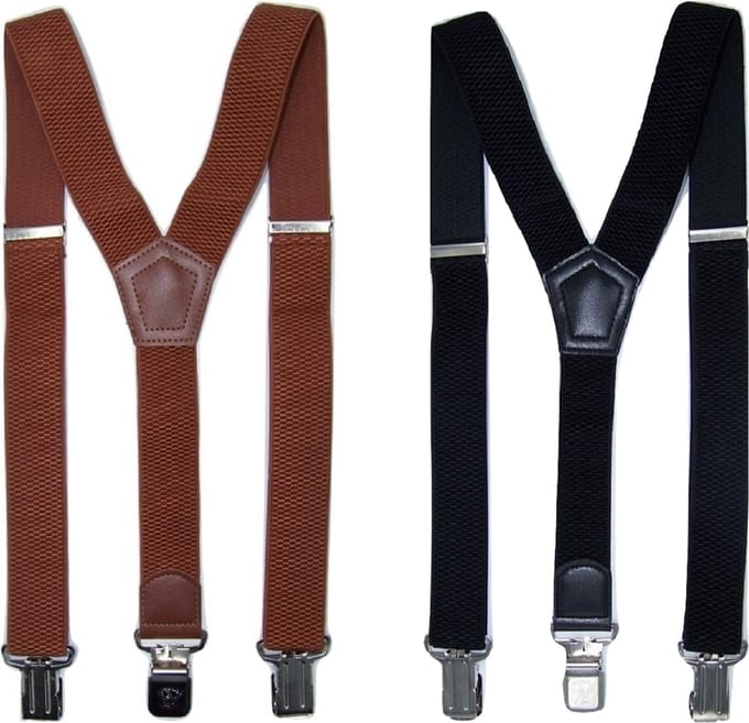 Zwarte en Camel Bretels met stevige sterke brede stalen clips Duo Pack