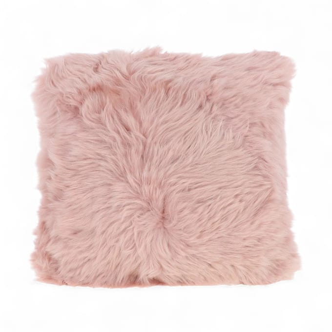 Echt schapenvacht roze echt wol enkelzijdig kussen