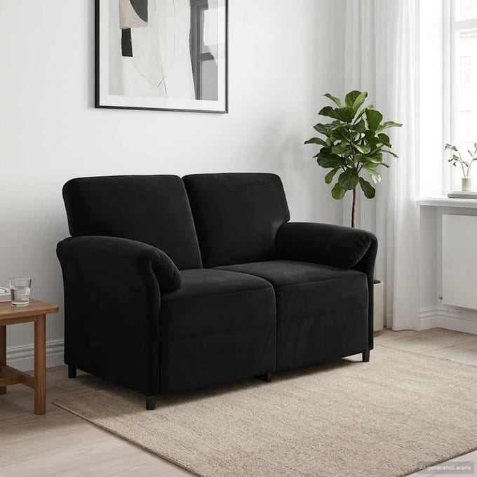 vidaXL - 2-Zits - Sofa - Zwart - 138 - x - 83 - x - 95 - cm - Fluweel