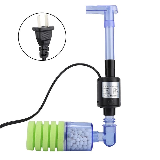 Mini Aquarium Viskom Spons Aquarium met Dompelpomp  (XY-2901) gray