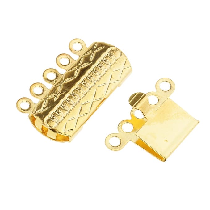10 Brass 5 strand Push Clasps Silver Gold Connectors Jewelry Making Findings beige
