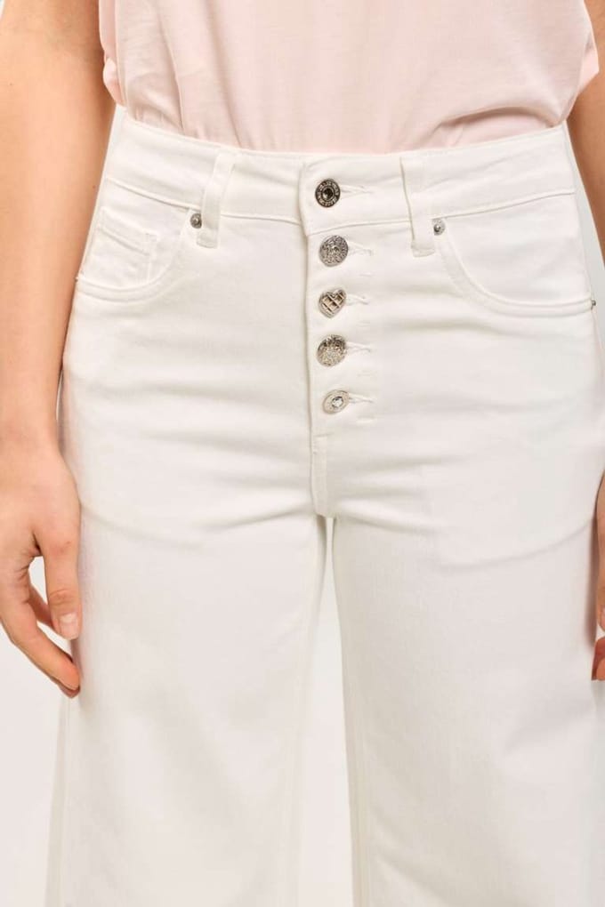 Toxik3 - 5 Button wide leg gebroken wit