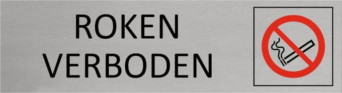 CombiCraft Aluminium deurbordje Roken verboden 165x45mm - per stuk