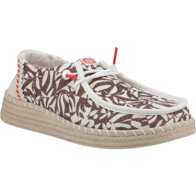 HEYDUDE Wendy Espadrille Retro Palm Katoenmix Dames Downtown Bruin/Egret Espadrilles