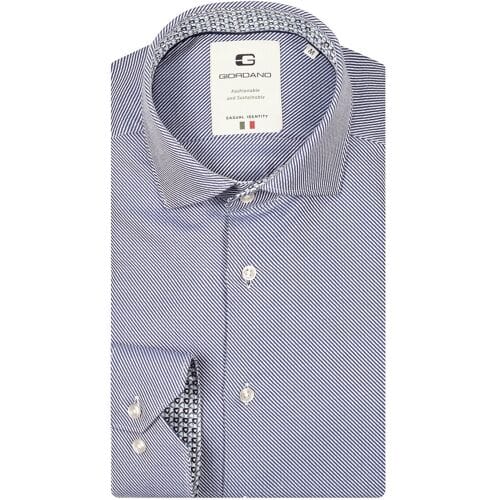Giordano Overhemd Maggiore Diagonal Stripe Double Twill Two-Ply Cotton Bright Cobalt / male
