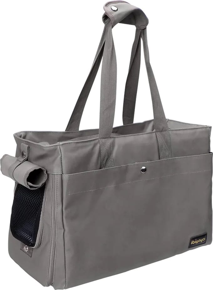 Ibiyaya Pet Tote - Hondentas - Canvas - Grijs - 49x23x31cm