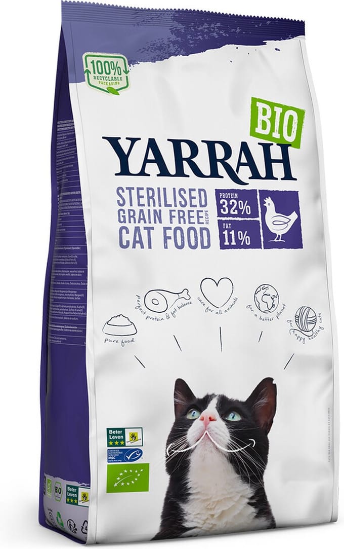 4x Yarrah Bio Kattenvoer Sterilised 2 kg