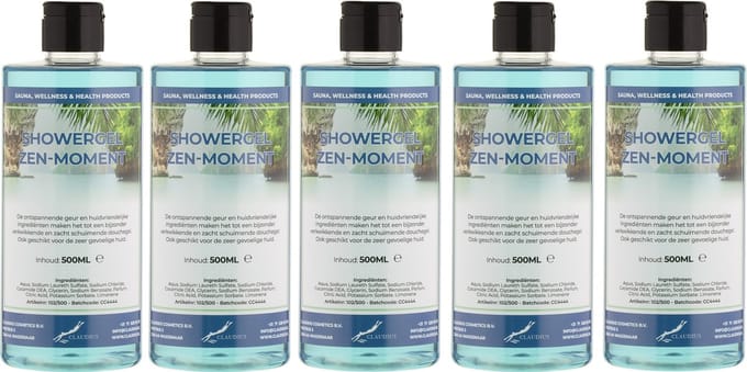 Douchegel Zen Moment 500 ml - met klepdop - set van 5 stuks - transparant - Showergel