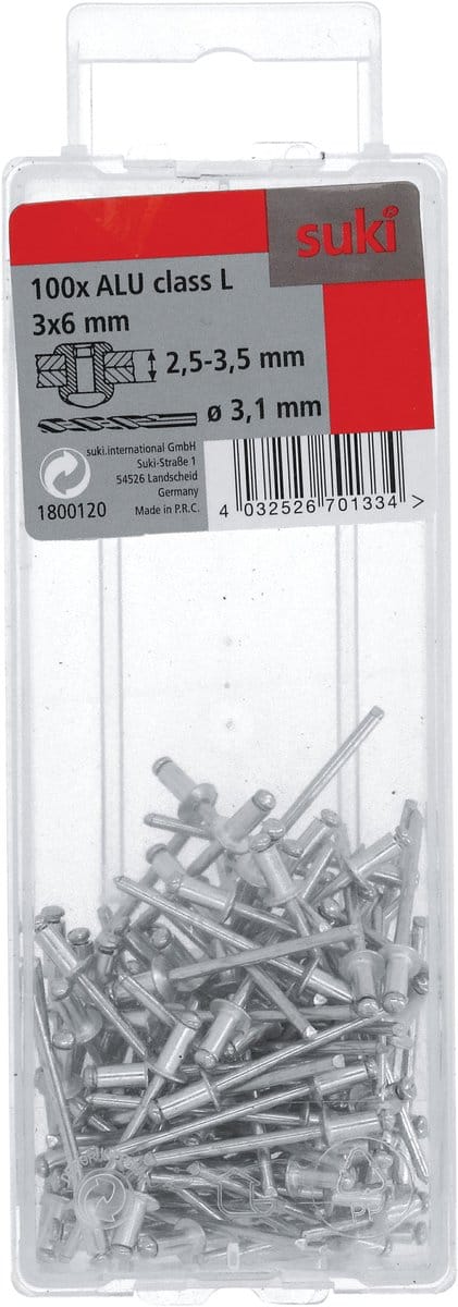 Suki blindklinknagels Ø 3 x 6 mm set van 100 stuks