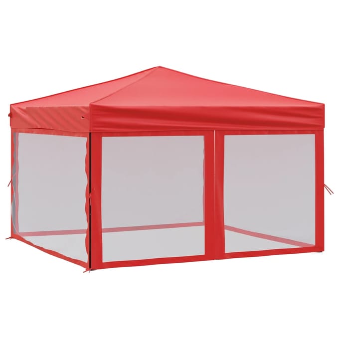 vidaXL - Partytent - inklapbaar - met - zijwanden - 3x3 - m - rood