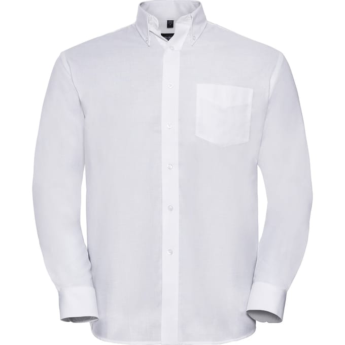 Russell Collection Heren Oxford Easy-Care overhemd met lange mouwen (Wit)