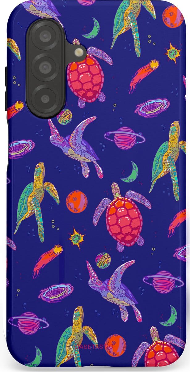 Casetastic hoesje geschikt voor Samsung Galaxy A26 - Dubbellaagse bescherming - Kosmische schildpad - Fashion Case - Donkerblauw Lavendel