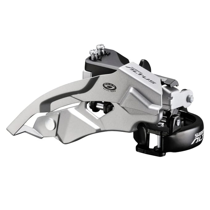 Shimano Altus FD-M370-6 voorderailleur – 3x9-speed – Top Swing – Dual Pull – 66-69° – zwart