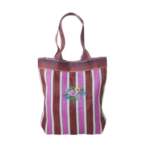 Rice gerecycled plastic shopper strepen - bloemen