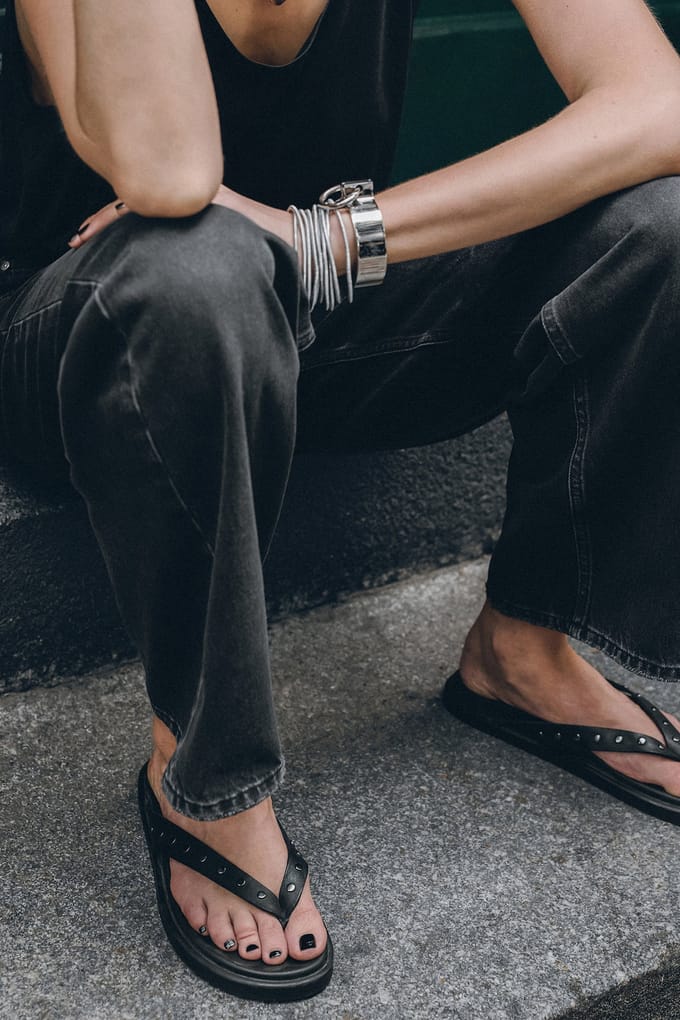 Mikuta The Black Studded Leather Sandals Größe: 36 | Sandalen Outlet | Damen | Schwarz