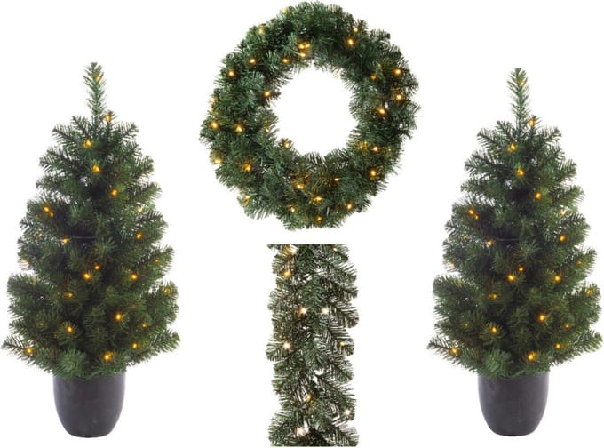 Decoris Kunstkerstbomen H 90 Cm 2pcs - Kerstkrans - Slinger- Pvc