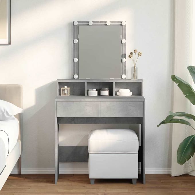 vidaXL - Kaptafel - met - LED - 80x41x144,5 - cm - betongrijs