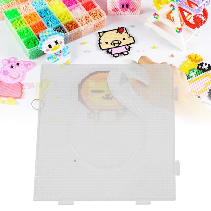 Transparant Geometrisch Pegboard Sjabloon Kinderen Speelgoed voor 2,6 mm Perler Kralen (Groot Vierkant) beige