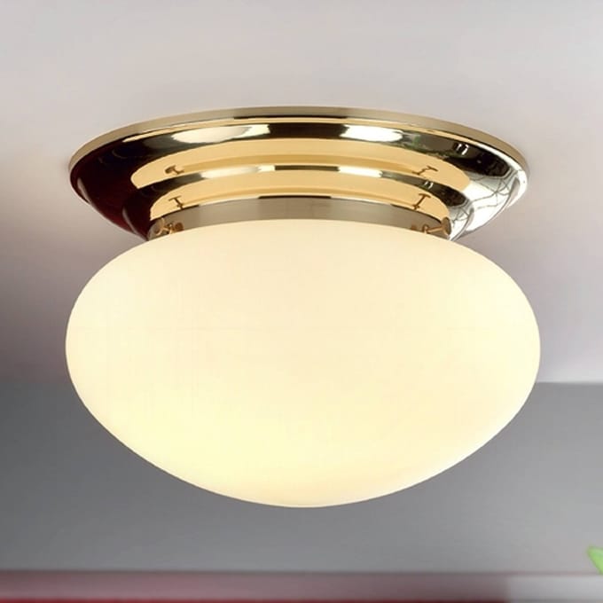 ORION Plafondlamp Delia messing, glas crème