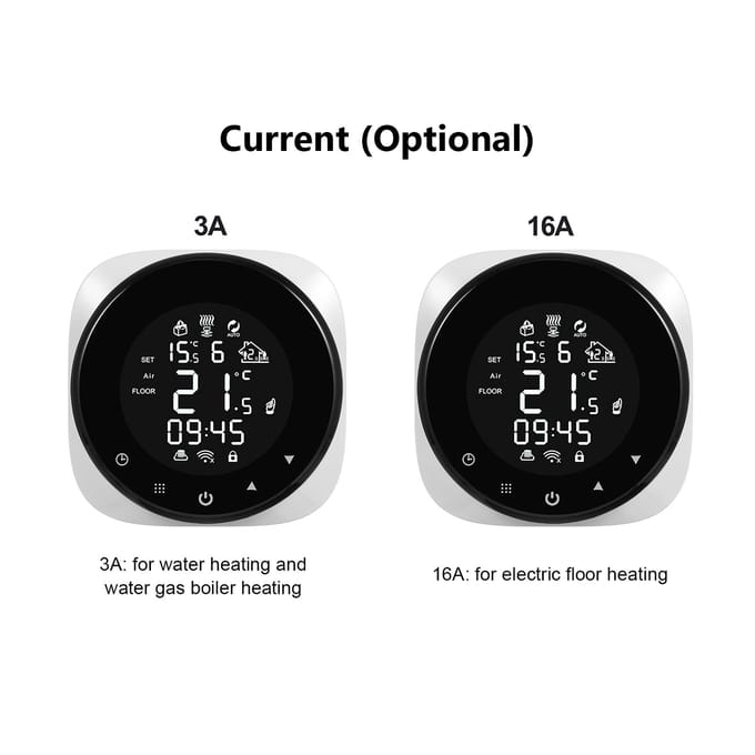 tuya Wifi Smart Thermostaat Digitale Temperatuurregelaar APP Bediening LCD Display Touchscreen Week 16A white