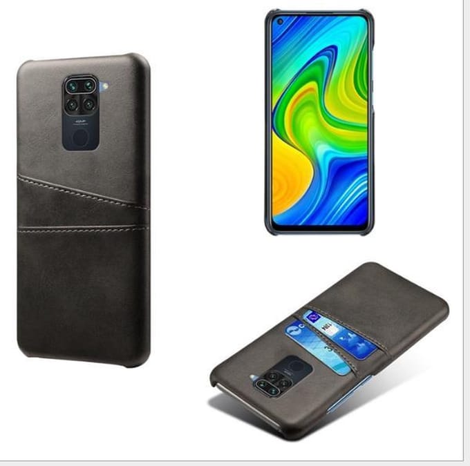 Back Cover met Opbergvakjes + PMMA Screenprotector voor Xiaomi Redmi Note 9 _ Zwart