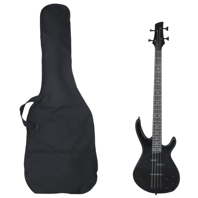 vidaXL - Basgitaar - voor - beginners - elektrisch - met - tas - 4/4 - 46" - zwart