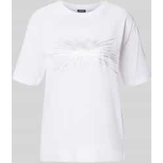 T-shirt met logo en siersteentjes, model 'Tesia'