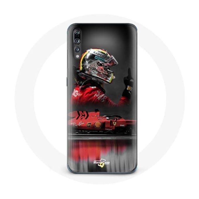 Coque - MANIACASE - Huawei p20 - Formule 1 - Sebastian Vettel - Rouge - Souple rouge