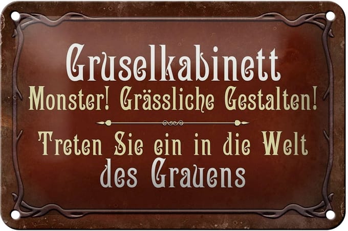Blechschild Spruch 18x12cm Gruselkabinett treten Sie ein