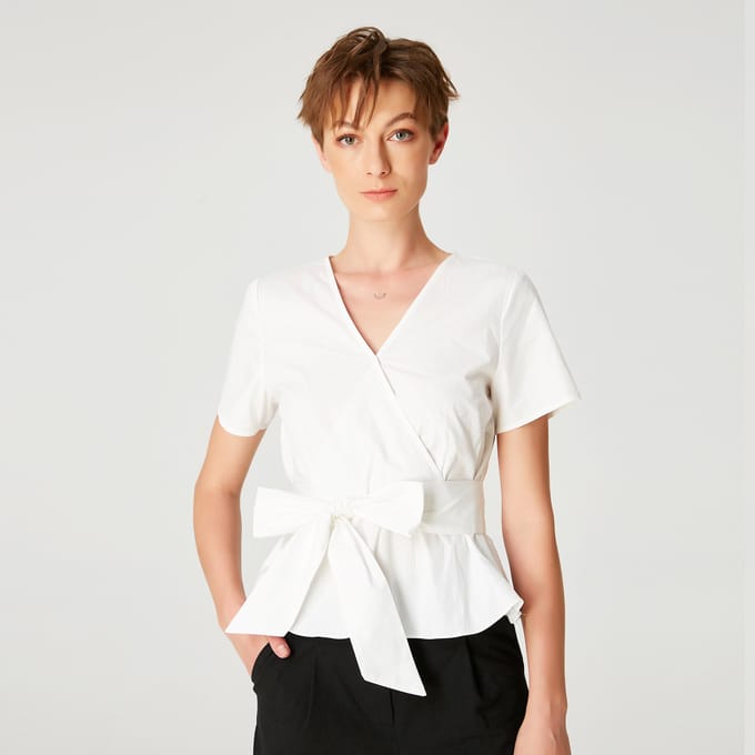 Peplum top met brede strikje