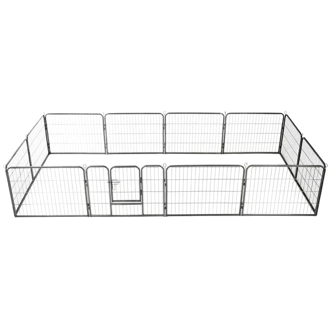 vidaXL - Hondenren - met - 12 - panelen - 80x60 - cm - staal - zwart