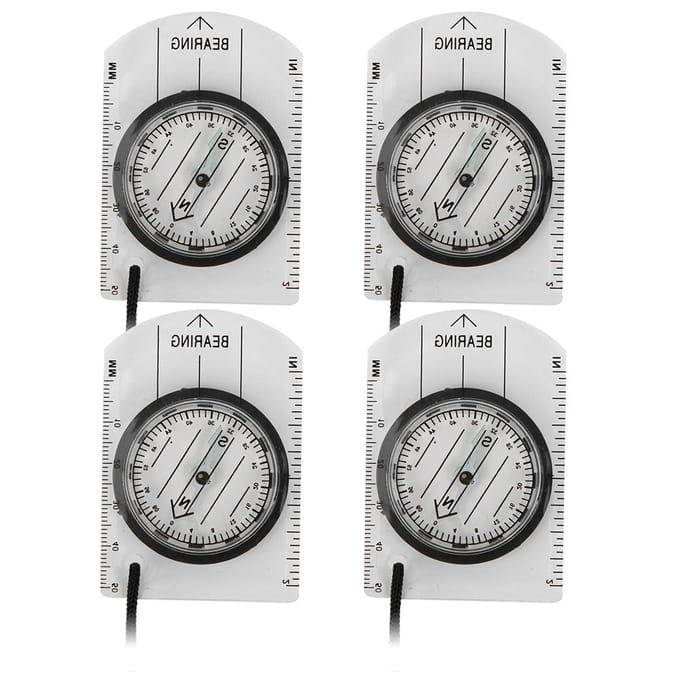 4 stuks Professioneel Kompas Kaartschaal Kompas Buitenuitrusting Accessoire black