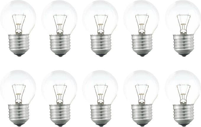 Gloeilamp | Grote fitting E27 | Kogellamp | Helder | 45mm | 15W