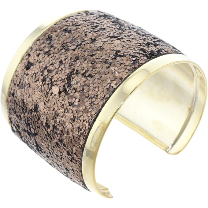 Behave – Bangle – Bruin – Goudkleurig – Glitterafwerking – Statement – Nikkelvrij