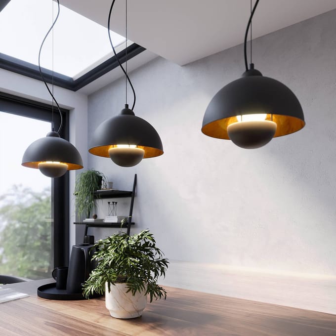 Lindby - hanglamp - 3lichts - metaal - E27 - zwart, goud