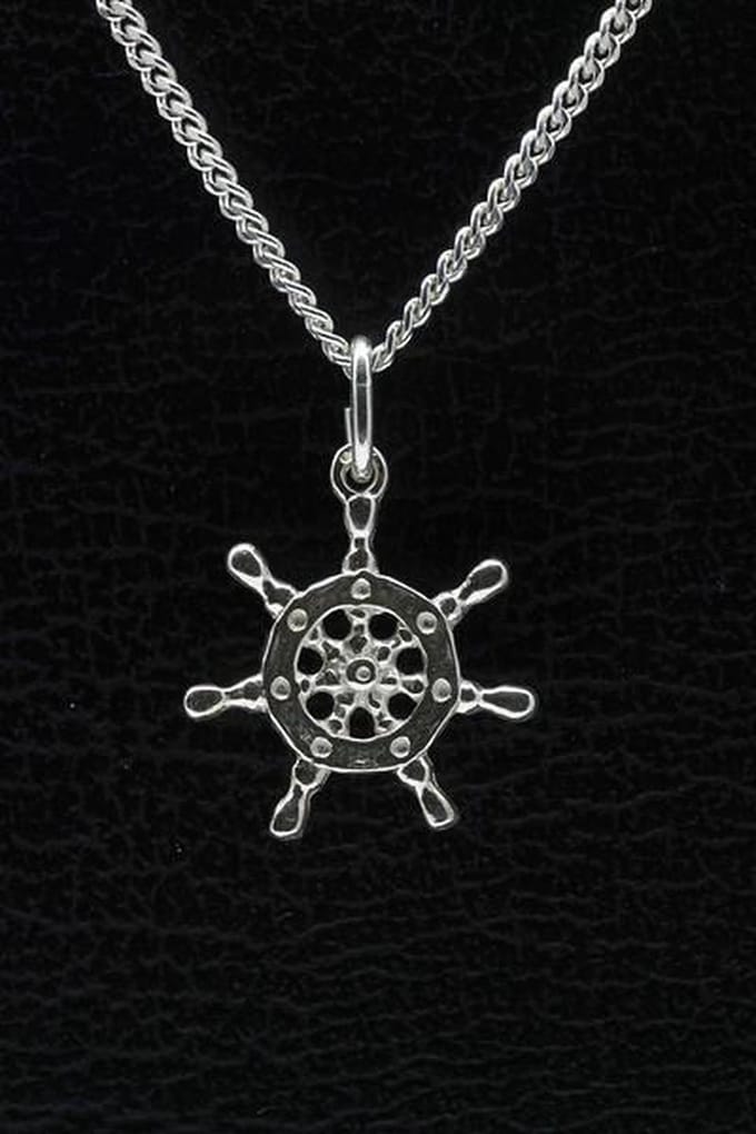 Zilveren Stuurrad ketting hanger