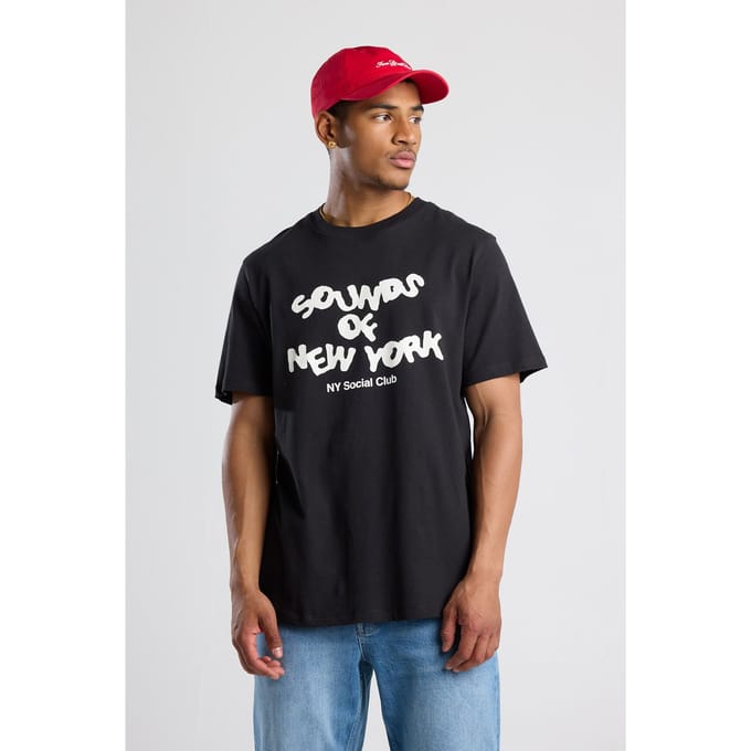 America Today Etienne Washed Black Größe: S | Bedruckte T-Shirts Outlet | Herren | Schwarz