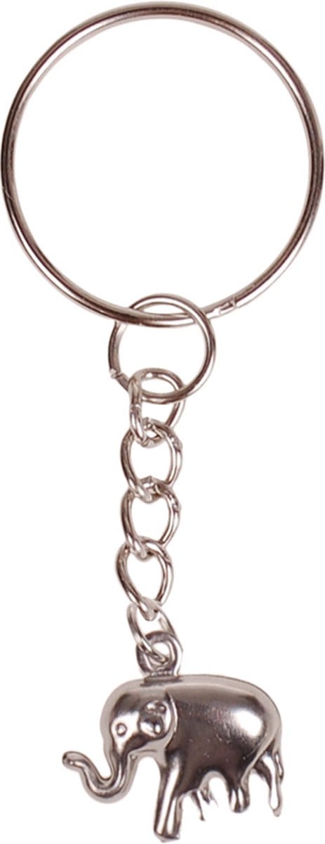 Sleutelhanger - Hangertje Olifant zilverkleurig 1,5cm