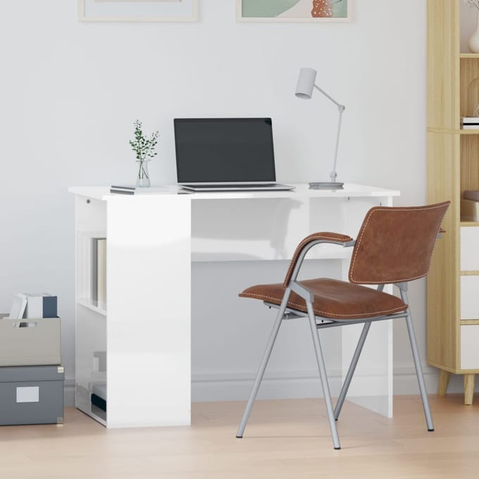 vidaXL - Bureau - 100x55x75 - cm - bewerkt - hout - hoogglans - wit