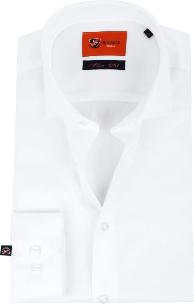 Suitable Wit Overhemd Slim Fit DR-01 - Maat 39 - Heren - Overhemden Formeel