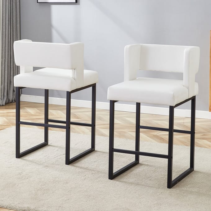Eetkamerstoel - 2 sets - modern vierkant nordic design - eetkamer woonkamer - metaal - wit / zwart