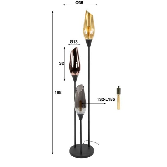 Hoyz Collection - Vloerlamp Cocoon Mix Glass - Zwart