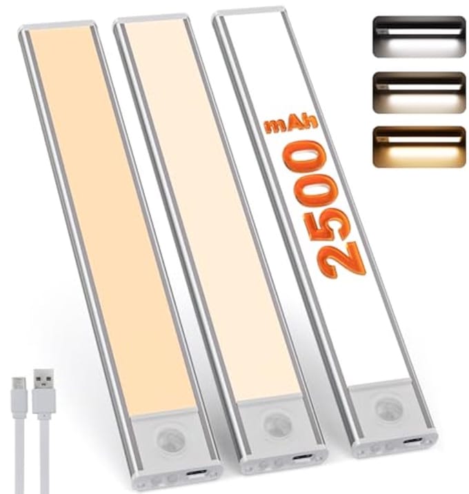 LED Kastverlichting met Bewegingssensor en Draadloze USB-installatie - Set van 3 Stuks