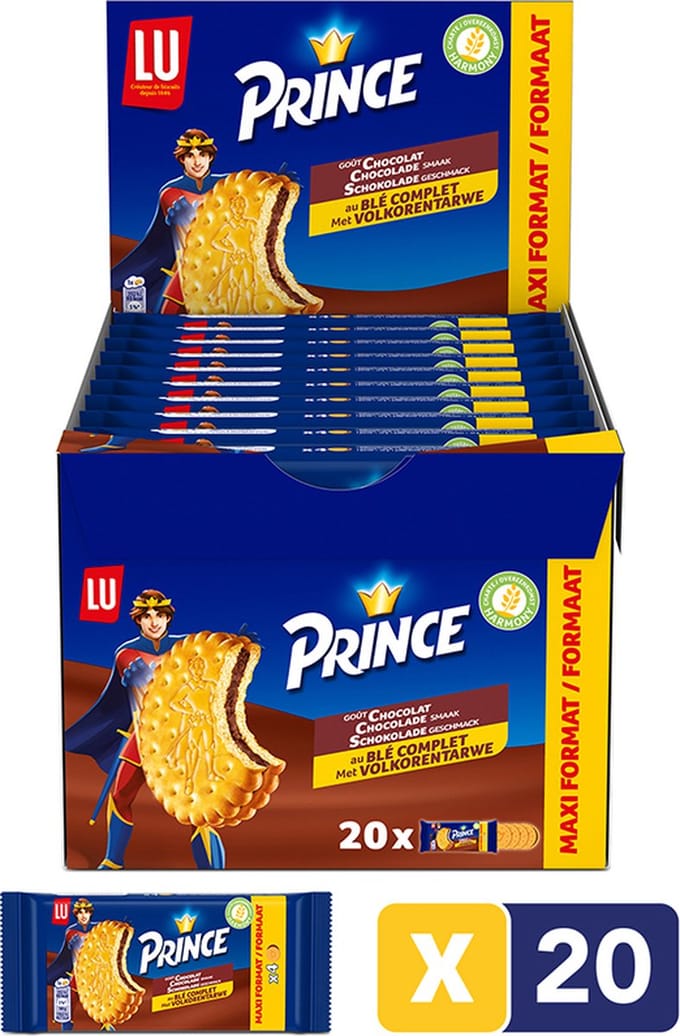 Prince chocolade Quattro MEGAPACK - gevulde koek met melkchocolade - 80g x 20