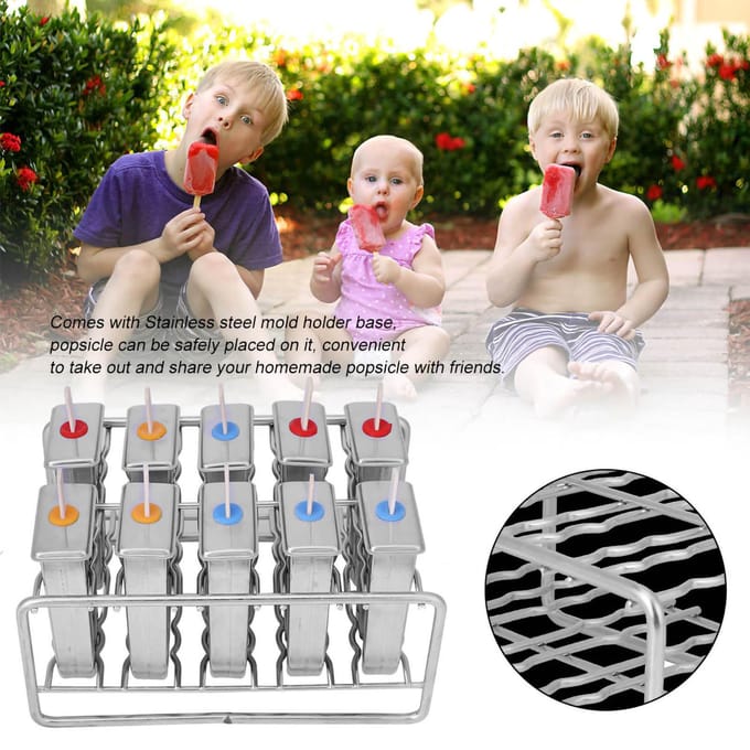10 Vormen Roestvrij Staal IJs Pop Vorm Lolly IJsje 100 Stuks Stokhouder Ronde Kop gray