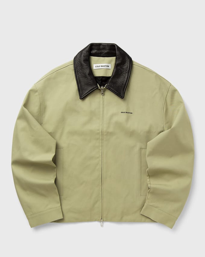 LEATHER COLLAR COTTON OVERSHIRT