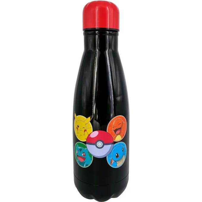 Pokemon Drinkfles RVS Zwart - 500 ml. - Stevige schoolfles - Waterfles