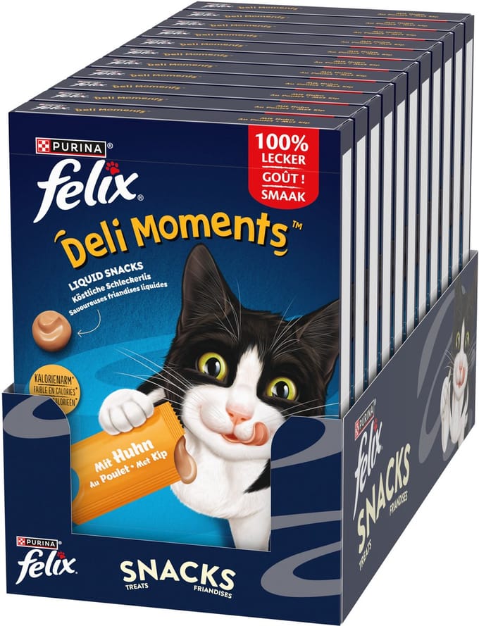 Felix Deli Moments - Kattensnack Liquid - Kip - 44 x 10 g